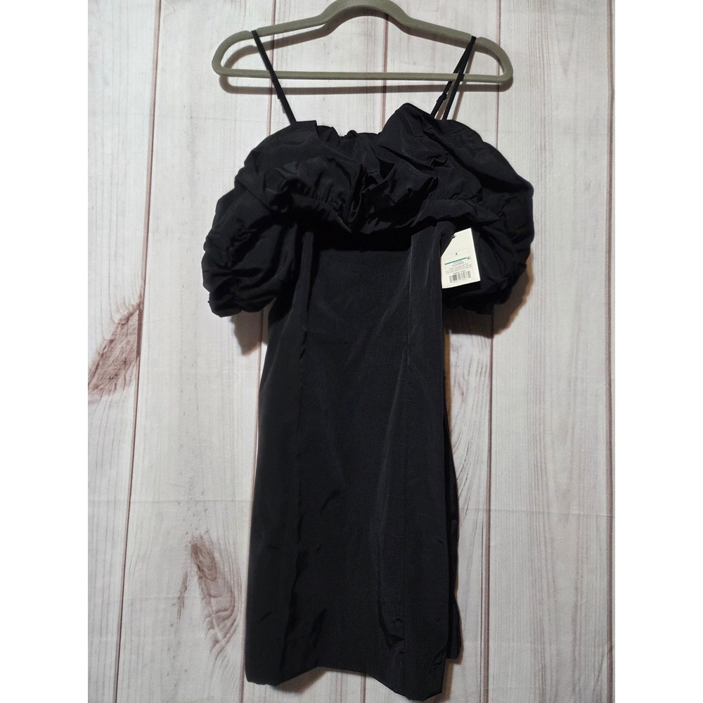 A New Day Womens Black Ruffle Off Shoulder Spaghetti Strap Mini Dress Size 4